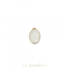 Religious mother-of-pearl heart and cross pendant