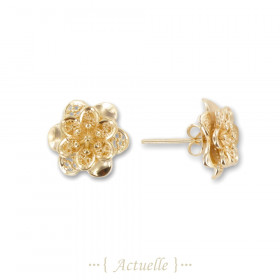 Flowers with lace petals chips earrings