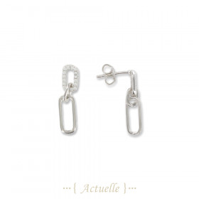 CZ round rectangle earrings
