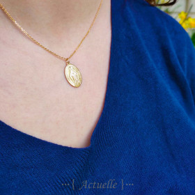 Miraculous virgin medal oval pendant