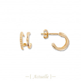 CZ double rings hoop earrings