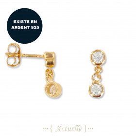 Double CZ chain earrings