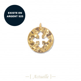Hammered orthodox cross plate pendant