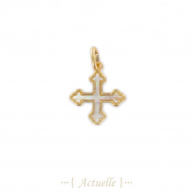MOP clover cross pendant