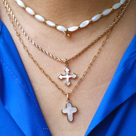 MOP round cross pendant