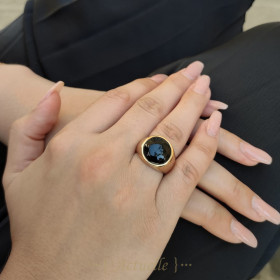Bague large chevalière onyx