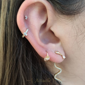Small hoop earrings daisies zirconium
