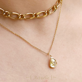 White pearl in shell pendant