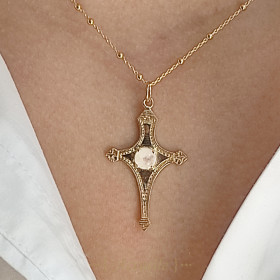 Cross of Agadez pendant moon stone