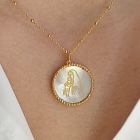 The Virgin and Jesus pendant mother of pearl with beaded outline