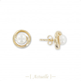 Spiral freshwater pearl ear studs