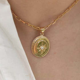 Colgante 3 estrellas north star CZ blanco