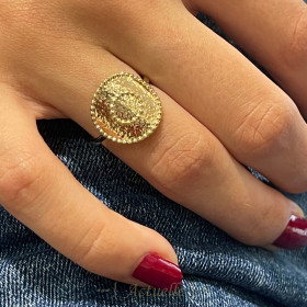 Anillo redondo martillado y bolas