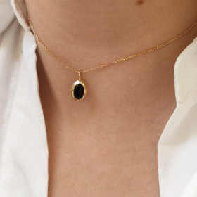 Pendentif oval martelé noir PO