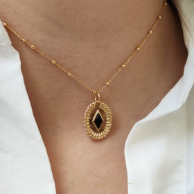 Colgante oval con onyx diamante