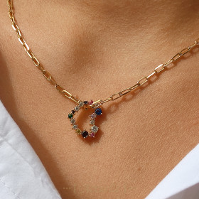 Colgante corazón CZ multicolores