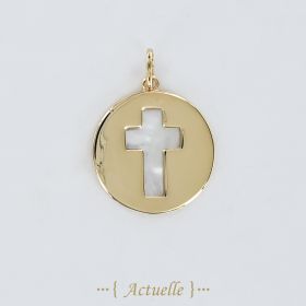 Mother-of-pearl religious cross pendant