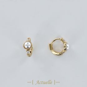 Water pearl hoop earrings CZ