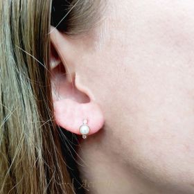 Water pearl hoop earrings CZ