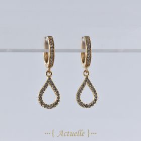 Openwork drip hoop earrings CZ