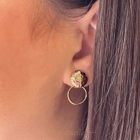 Round domed hammered earring + hook