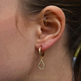 Openwork drip hoop earrings CZ