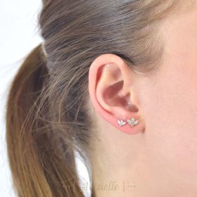 3 petal CZ chips earrings