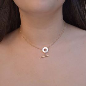 Apprêt fermoir rond en nacre et barre