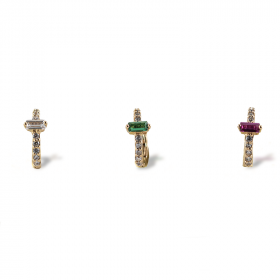 CZ round and CZ rectangle earrings