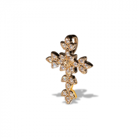 Floral Cross CZ Pendant