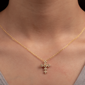 Floral Cross CZ Pendant