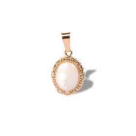 Ornate oval mother-of-pearl pendant