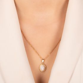 Ornate oval mother-of-pearl pendant