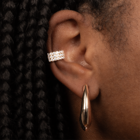 Large semi-curved cz  ear ring