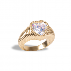 Anillo de corazón CZ Couro