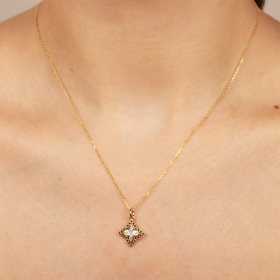 Pendentif Line - fleur de lys CZ