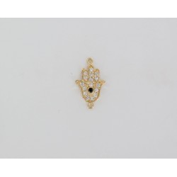 Fatma Hand Eye Black CZ gold plated