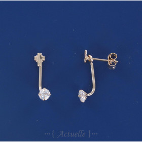 Earring Cross 3mm & CZ Up&Down in