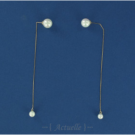 Two white pearls chain earrings
