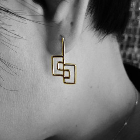Earring Square Geo 10mm GP