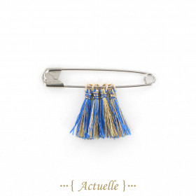 Blue gray tassel & gold thread GP