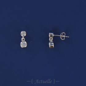 Double CZ bezel setting 5mm earring