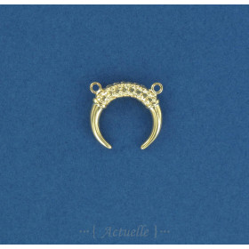 Medium moon horn spangled pendant in gold plated 3 microns